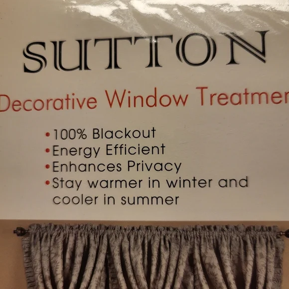 Two Sutton Decortive Window Treatment  52" × 63" Blackout Panel, Brown/green - Picture 3 of 4